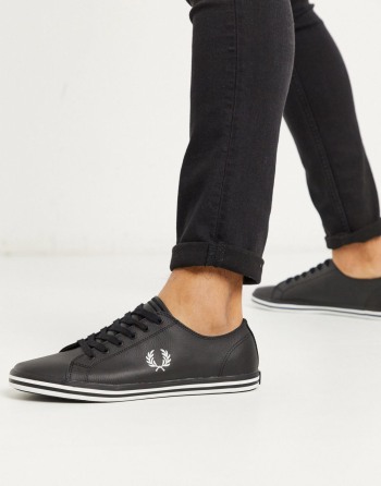 Fred Perry Kingston Leather Plimsolls Crne - Muške Tenisice | 34129QEMU